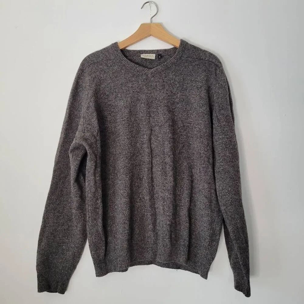 C&A Canda Woolmark 100% Lambswool Sweater — Men’s XL Gray/Brown Heather V-Neck